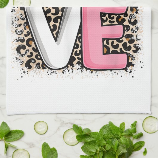 Liebe Volleyball Leopard Print Women Girls Volleyb Geschirrtuch (Gefaltet)