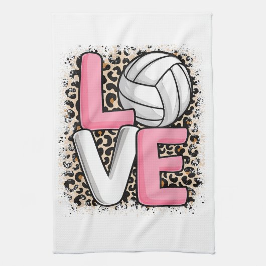 Liebe Volleyball Leopard Print Women Girls Volleyb Geschirrtuch (Vertikal)
