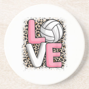 Liebe Volleyball Leopard Print Women Girls Volleyb Getränkeuntersetzer