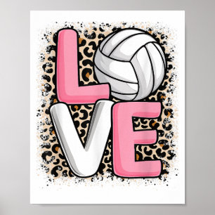 Liebe Volleyball Leopard Print Women Girls Volleyb Poster