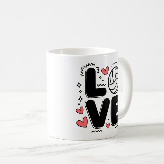 Liebe Volleyball Niedlich Volleyball Spielermädche Kaffeetasse (VorderseiteRechts)