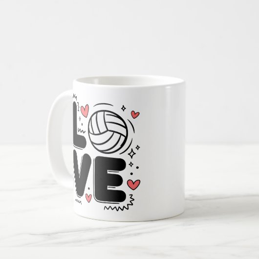 Liebe Volleyball Niedlich Volleyball Spielermädche Kaffeetasse (Vorderseite Links)