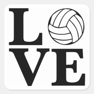 LIEBE Volleyball Quadratischer Aufkleber