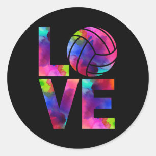 Liebe Volleyball Watercolor Team Tournat Runder Aufkleber