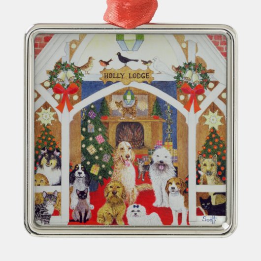 Liebe vom Stechpalmen-Häuschen Silbernes Ornament (Vorne)