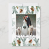 Liebe von Aquarellkiefern dank Hochzeitsslima Dankeskarte (Vorderseite)