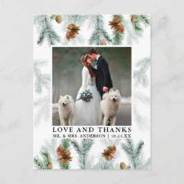 Liebe von Aquarellkiefern dank Hochzeitsslima Postkarte