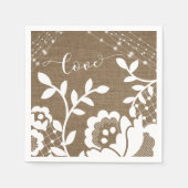 Liebe von Burlap Lights & White Lace Typografie Serviette (Vorderseite)