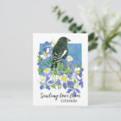 Liebe von Colorado Lark Bunting Columbines Postkarte (Stehend Vorderseite)