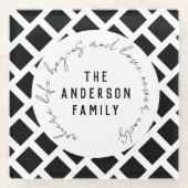 Liebe von Familiennamen Zitat Modernes Schwarz und Glasuntersetzer (Vorderseite)