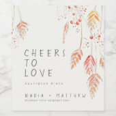 Liebe von Grasbeeren Skizze Hochzeit im Herbst Weinetikett (Einzelnes Label)