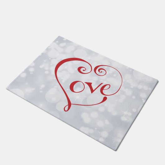 Liebe von Hand in Rot Fußmatte (Schrägansicht)