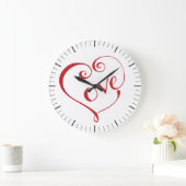 Liebe von Hand in Rot Große Wanduhr (Zuhause)