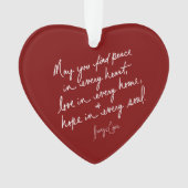 Liebe von Hand-Scripted Peace Hope Red Spiritual H Ornament (Vorderseite)