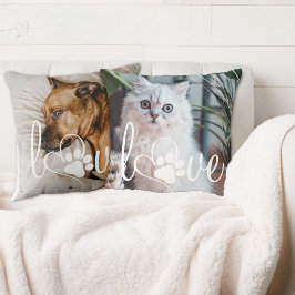 Liebe von Haustieren | Paw Print Heart Reversible  Kissen