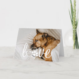 Liebe von Haustieren | Paw Print Heart Script Vale Feiertagskarte