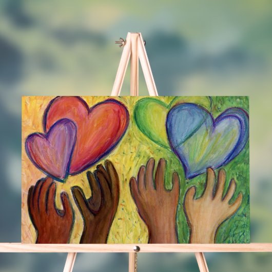 Liebe von Herz und Hände Malerei Art Print Sign Acrylschild (Neutral)