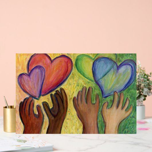 Liebe von Herz und Hände Malerei Art Print Sign Acrylschild (Hochzeit)