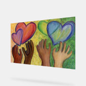 Liebe von Herz und Hände Malerei Art Print Sign Acrylschild (Winkel)