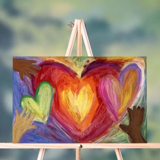 Liebe von Herz und Hände Malerei Art Print Sign Acrylschild (Neutral)