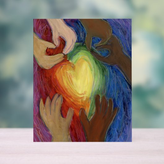 Liebe von Herz und Hände Malerei Art Print Sign Acrylschild (Neutral)