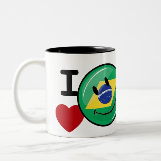 Liebe von lächelndem Gesicht Brasiliens Zweifarbige Tasse (Links)
