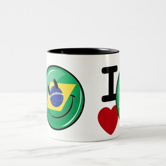 Liebe von lächelndem Gesicht Brasiliens Zweifarbige Tasse (Mittel)