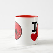 Liebe von lächelnder Flagge Albaniens Zweifarbige Tasse (Mittel)