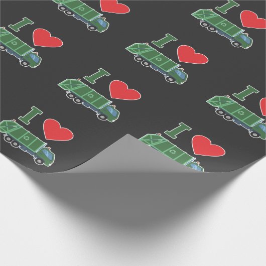 Liebe von Müllwagen Kids Trash Recycle Fahrer Geschenkpapier (Ecke)