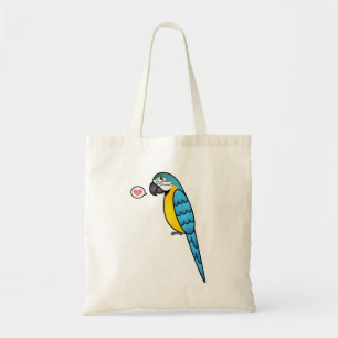 Liebe von Papagei-Vogel aus blau-gelben Cartoon Tragetasche