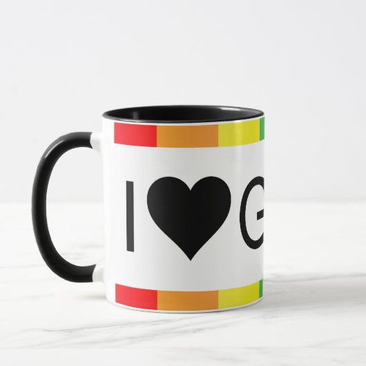 Liebe von Regenbogen bei Herzmädchen Tasse (Links)
