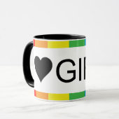 Liebe von Regenbogen bei Herzmädchen Tasse (Vorderseite Links)
