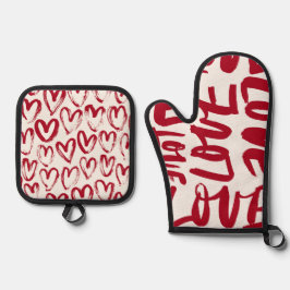 Liebe von Sommer Hamilton  Ofenhandschuh & Topflappen-Set