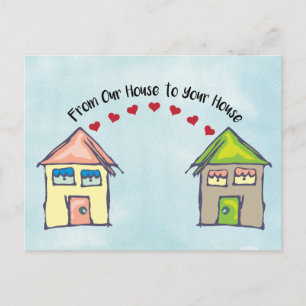 Liebe von unserem Haus zu Ihrem Haus mit viel Spaß Postkarte