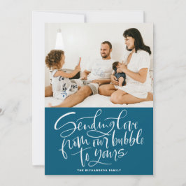 Liebe von unserer Blase an Dein blaues Foto senden Feiertagskarte