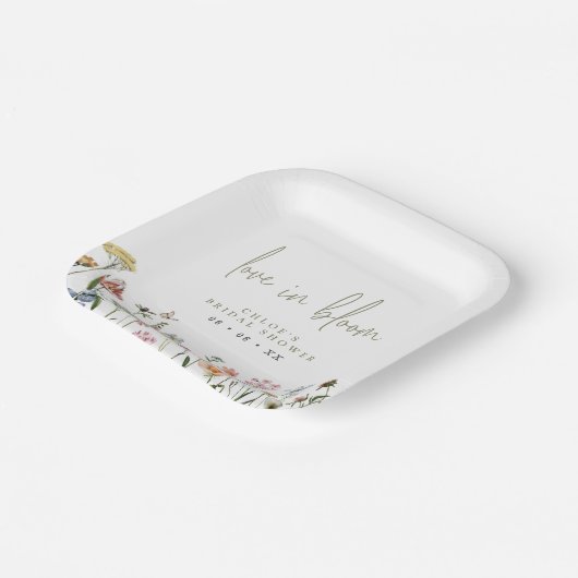 Liebe von Wildblumen im blühenden Brautparty Pappteller (Gewinkelt)