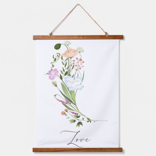 Liebe von Wildblumen Wandteppich Mit Holzrahmen (Vorderseite)