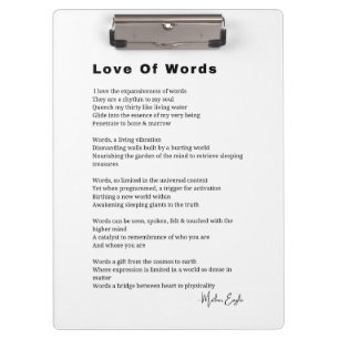 Liebe von Wortgedicht "Wand-Kunst-Poster" Klemmbrett