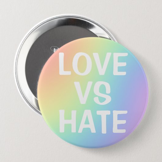 Liebe Vs Hate Pastell Rainbow Button (Vorne & Hinten)