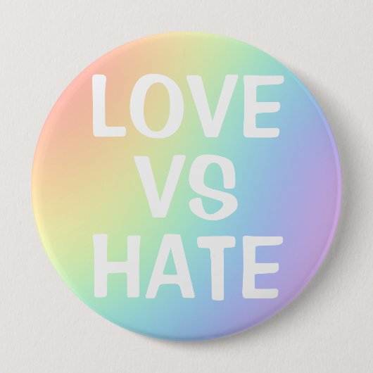 Liebe Vs Hate Pastell Rainbow Button (Vorderseite)