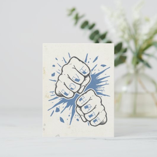 Liebe Vs Hate Postkarte (Stehend Vorderseite)