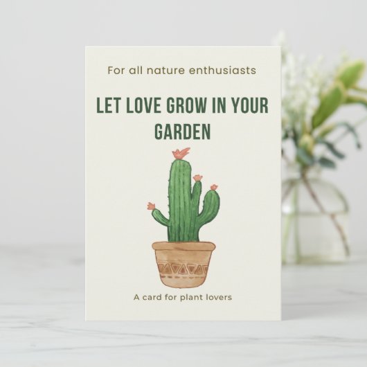 Liebe wachsen gelassen - Aquarellfarbenkaktus Gruß Einladung (Stehend Vorderseite)