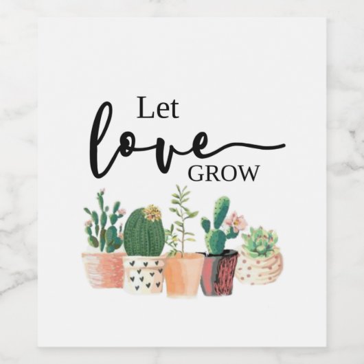 Liebe wachsen gelassen, Kakteen, Sukkulent, Gunst- Weinetikett (Einzelnes Label)