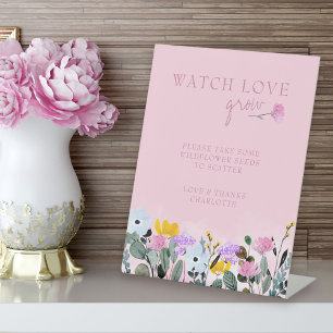 Liebe wachsen Wildblume Samenfavoriten beobachten Sockelschild