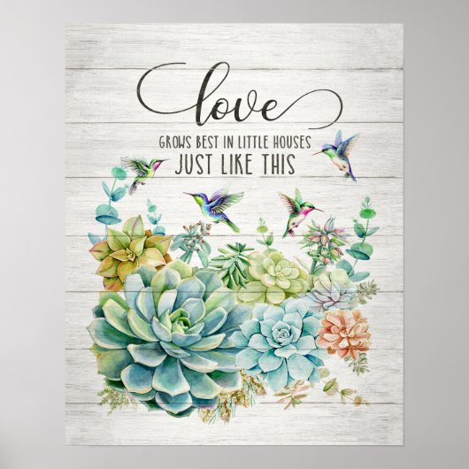 Liebe wächst am besten Hummingbird Poster (Vorne)