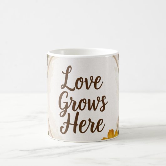 Liebe wächst Boho, Wildblumen, Weizen, Schmetterli Kaffeetasse (Mittel)