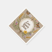 Liebe wächst Boho, Wildblumen, Weizen, Schmetterli Serviette (Ecke)
