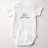 "Liebe wächst dort, wo sie gegeben wird" Baby Strampler (Rückseite)