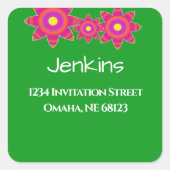 "Liebe wächst", helle Blumenhochzeit Quadratischer Aufkleber (Vorderseite)