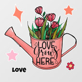 Liebe wächst hier fensteraufkleber (Blatt)